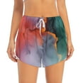 thumbnail image 2 of Balery Colorful Abstract Waves Pantalones cortos deportivos para mujer con forro y dos bolsillos, elásticos, para entrenamiento, gimnasio, yoga-Small, 2 of 7