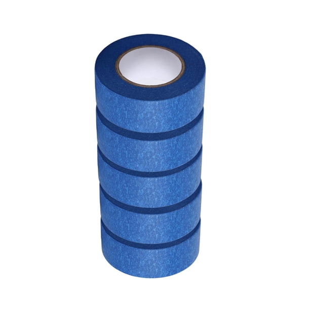 5 rollos de cinta de enmascarar, cinta crepé premium para mejoras del hogar, codificación y redacción. Azul
