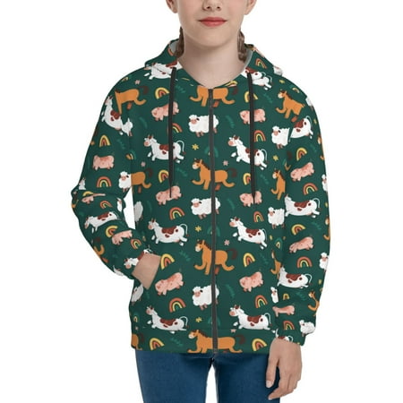 

Hoodies for Women Farmhouse Animals Long Sleeve Sweatshirt Drawstring Zip Up Hoodie with Pockets Teen Girl Clothes