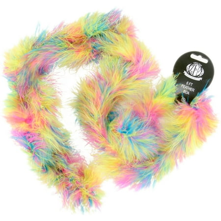 Marabou Feather Boa, Multicolor, Medium Weight, 72", Hot Mix