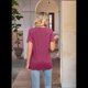 thumbnail image 4 of Blusas de Verano para Mujer, Camisas de Corta, Conjuntos Casuales de Negocios, Ropa de Moda para Vacaciones en la Playa 2025, Color Vino Tinto S, 4 of 6