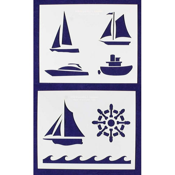 Boat Stencils Mylar 2 Pieces of 14 Mil  8 X 10 Inches - Painting /Crafts/ Templates