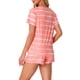 thumbnail image 3 of Conjuntos de pijama para mujer INSPIRE CHIC de 2 piezas, camiseta de manga corta y pantalones cortos, ropa de descanso y pijamas con bolsillos, XL, rayas rosas, 3 of 6