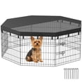 thumbnail image 1 of PawHut 8 Panels Foldable Dog Playpen with Top Cover, 24" High, 1 of 10