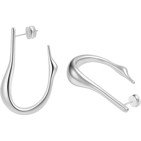 Chunky Fine Gold/Silver Hoop Earrings for Women - 14K Electroplated Spacious U-Shape Drop Dangle Statement Earrings, Current Oversized Hypoallergenic Jewelry, Stylish Wedding Gift[z073]
