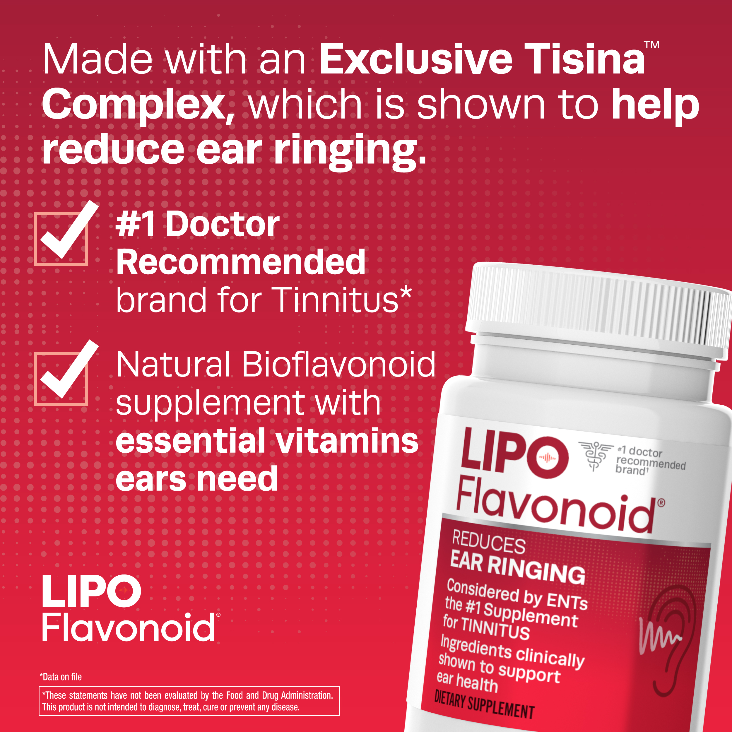 Lipo-Flavonoid Plus, Tinnitus Relief for Ear Ringing, Health Supplement, 500 Caplets, Value Size (Packaging May Vary) - image 5 of 12