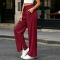 thumbnail image 5 of Women's Straight Leg Sweatpants With Side Pockets Wide Leg High Waist Loose Dawstring Casual Straight Solid Sweatpants, 5 of 5