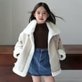 thumbnail image 6 of Atogsazn Toddler Boys Sherpa Lined Deerskin Jacket Kids Girls Zip Up Fleece Long Sleeve Coat Thick Warm Top Clothing 05-White 3-4 Years Fashion, 6 of 9