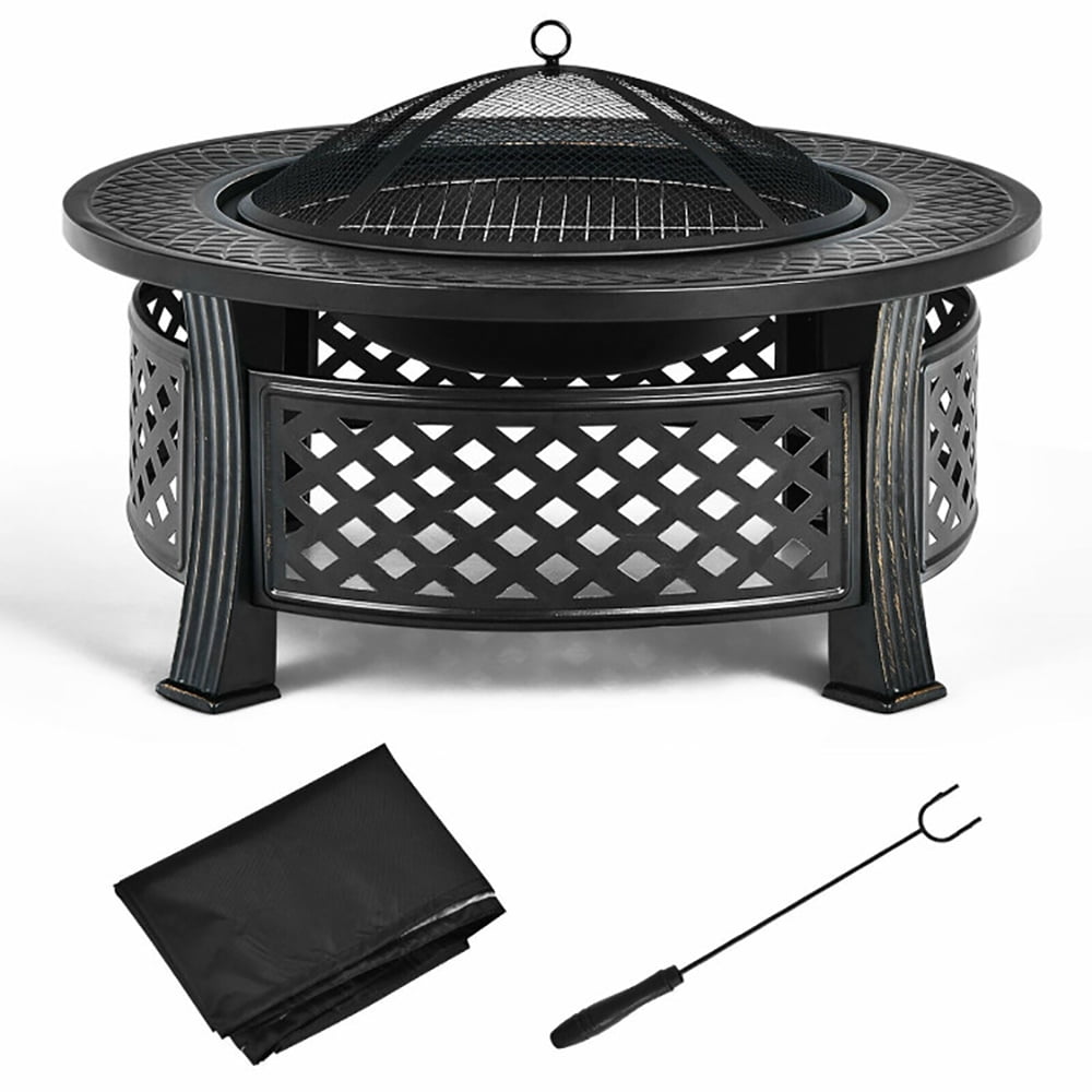 Yardi Yard Outdoor Fire Pit with BBQ Grill and High-temp Resistance Finish, Propane Fire Pit for Outdoor, Outside Patio Deck and Garden
