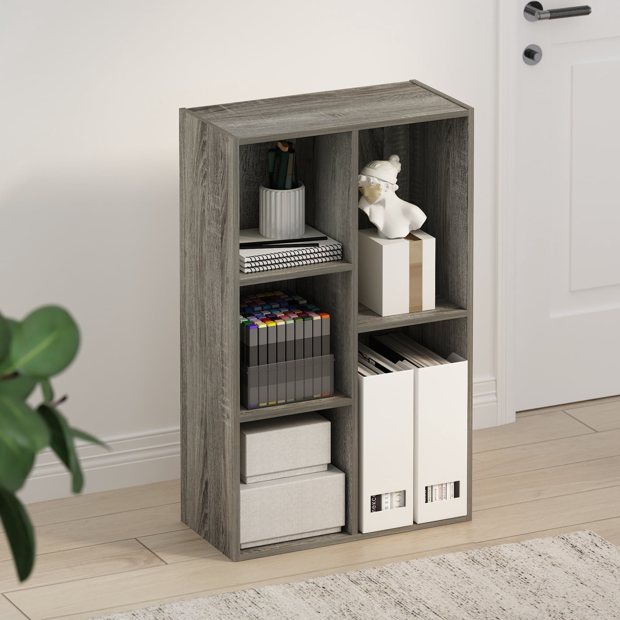 Furinno Tomi Organizer Bookcase, Bookshelf, 5-Cube, French Oak