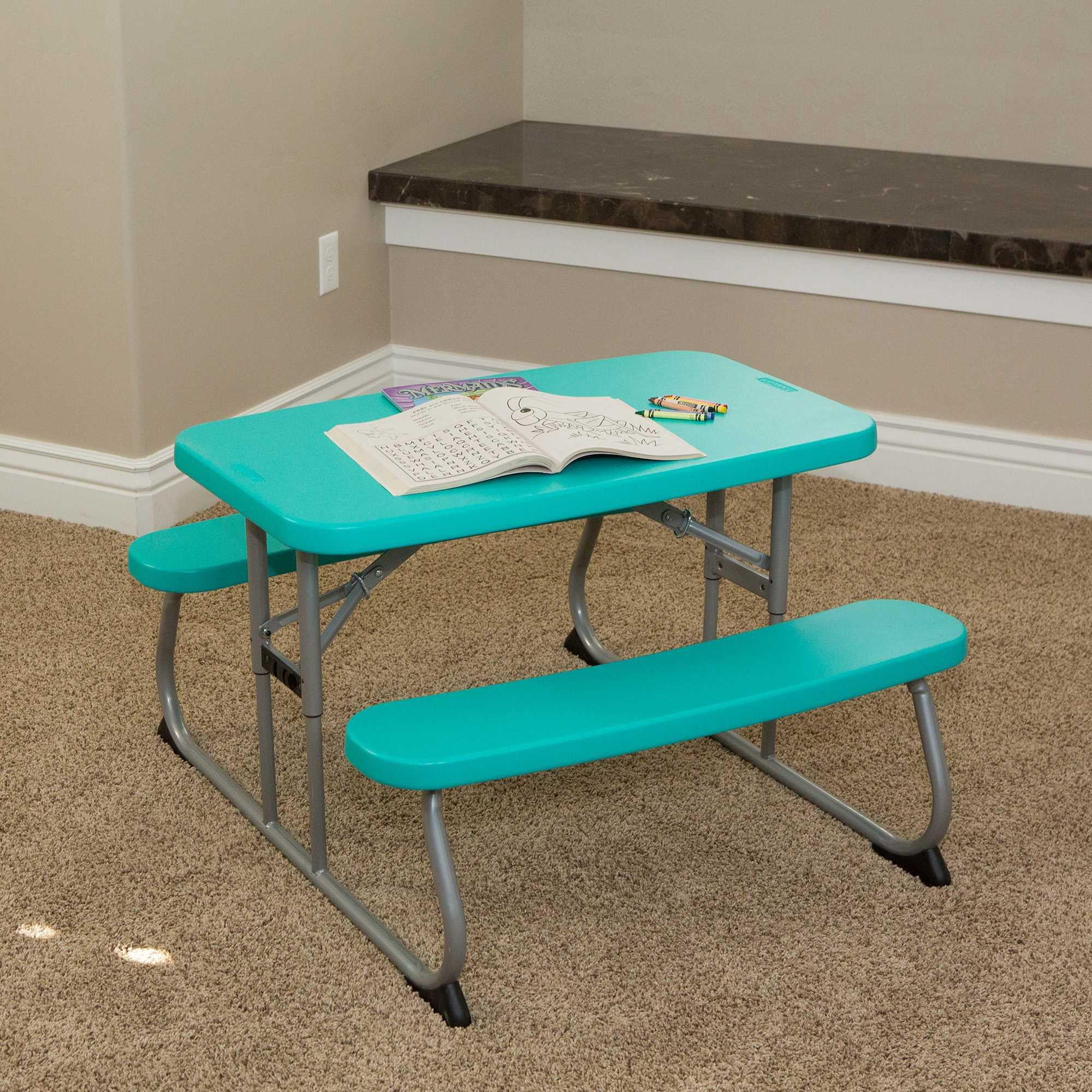 Lifetime Kids Indoor/Outdoor Polyethylene Picnic Table, Aqua (60219)