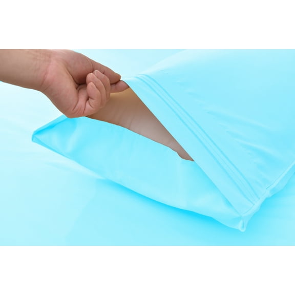 Okao Wholesale Bamboo Pillowcase Set - Hypoallergenic- Wrinkle Free - Antibacterial, Moisture Wicking, Fade Resistant -Queen Pillowcases -Aqua