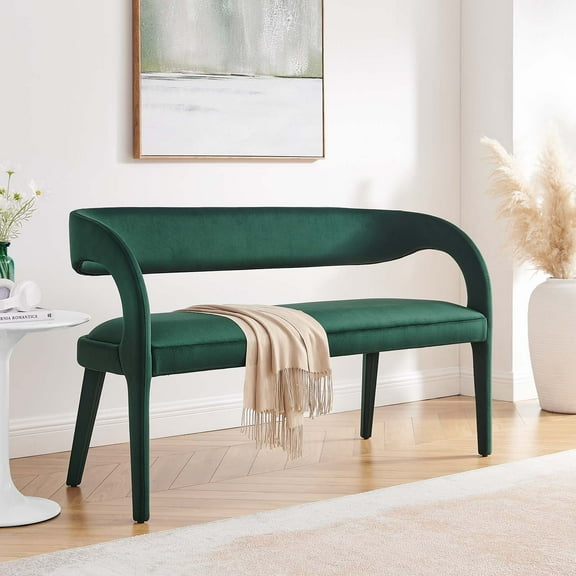 Modway Pinnacle Performance Velvet Accent Bench in Green