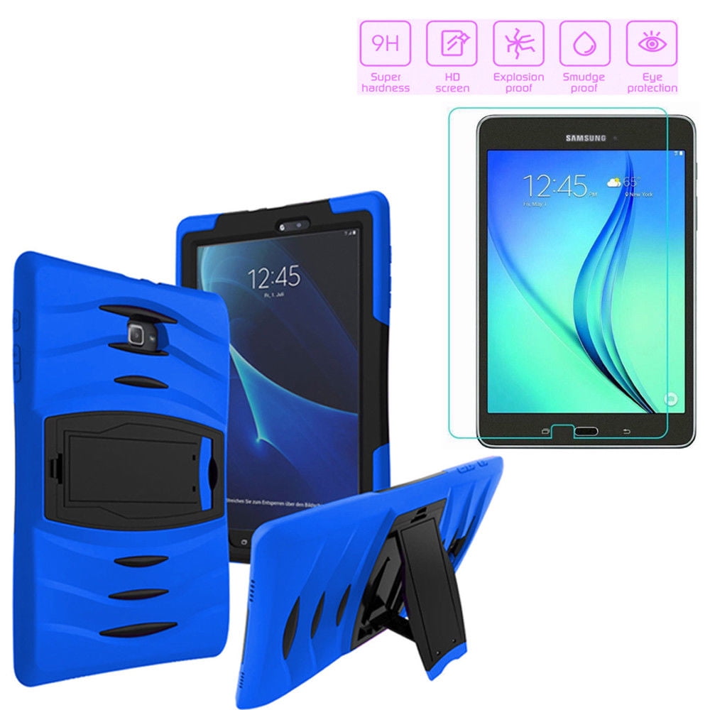 Galaxy Tab E 9.6 Case, Heavy Duty Shockproof Case, Tempered Glass