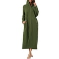 thumbnail image 2 of INSPIRE CHIC Women's Zip Up Nightgowns Long House Robe Long Sleeve Hooded Sweatshirt Loungewear with Pockets M Army Green, 2 of 6