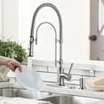 thumbnail image 3 of Wowow 20.7 in.Single Handle Convenient Pull Down Sprayer Kitchen Faucet in Brushed Nickel with Soap Dispenser, 3 of 7