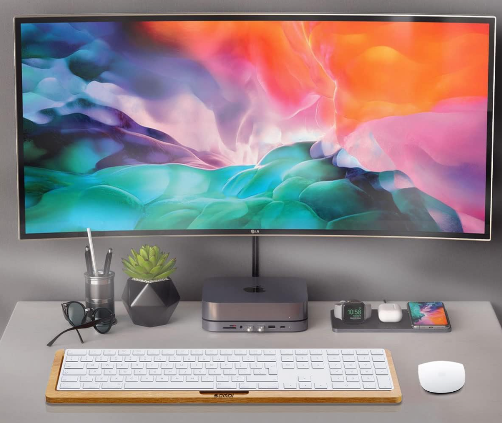 SAMDI Ergonomic Computer Wooden Desktop Shelf for Comfortable Keyboard Tray