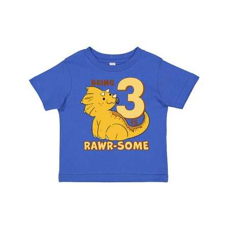 

Inktastic Cute 3 Year Old Triceratops Gift Toddler Boy or Toddler Girl T-Shirt