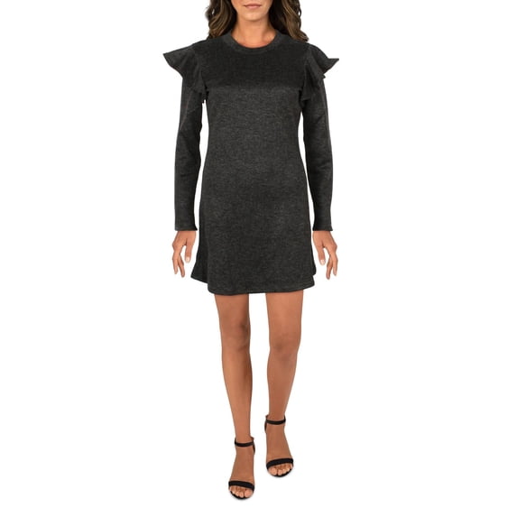 Free Generation Womens Juniors Metallic Long Sleeve Fit & Flare Dress