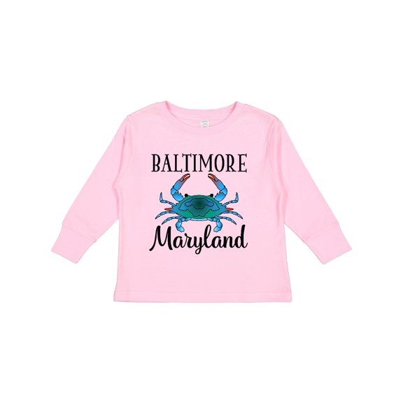 Inktastic Baltimore Maryland Vacation Blue Crab Boys or Girls Long Sleeve Toddler T-Shirt