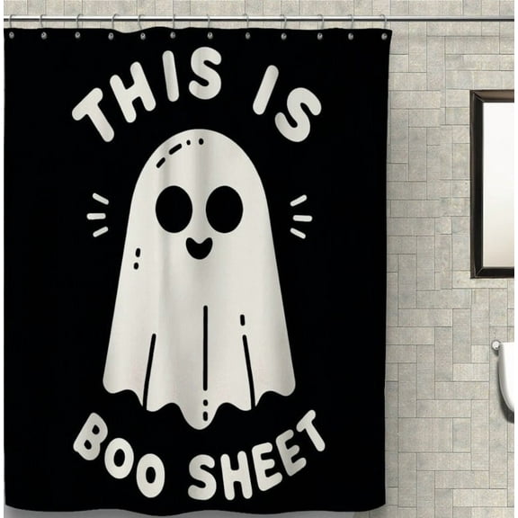 This Is Boo Sheet Shower Curtain, Waterproof Fabric Bath Curtain, Funny Ghost Bathroom Decor, Halloween Theme Bath Curtain, Vintage Halloween Funny Shower Curtain 60x72in