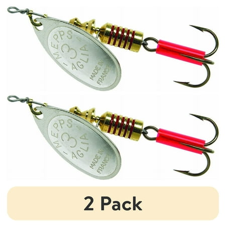 (2 pack) Mepps Aglia Plain Inline Spinner 1/4 oz Silver