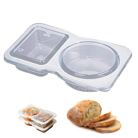 Portable Reusable Two Compartment Condiment Container. Handy For Take Along Glass Food Prep Containers Airtight Food Containers Glass Storage Containers Fridge Fruit Storage Containers Food Container