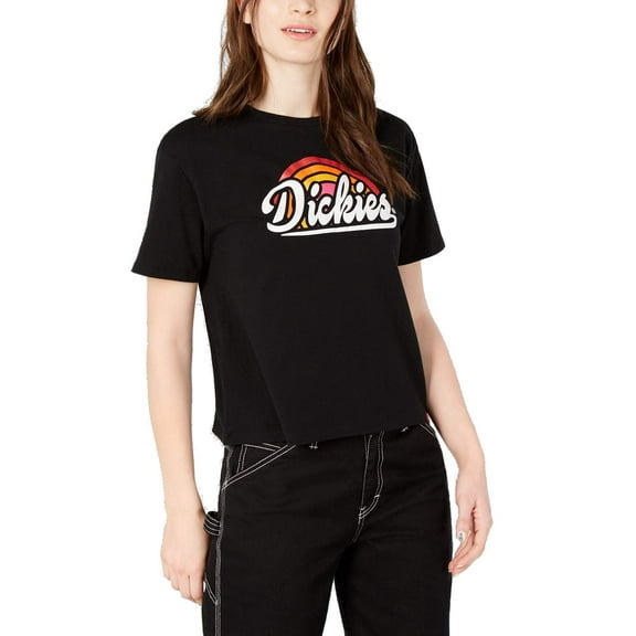 Dickies Women's Tomboy Cotton Logo Short-Sleeve T-Shirt (Black, X-Small, XS)