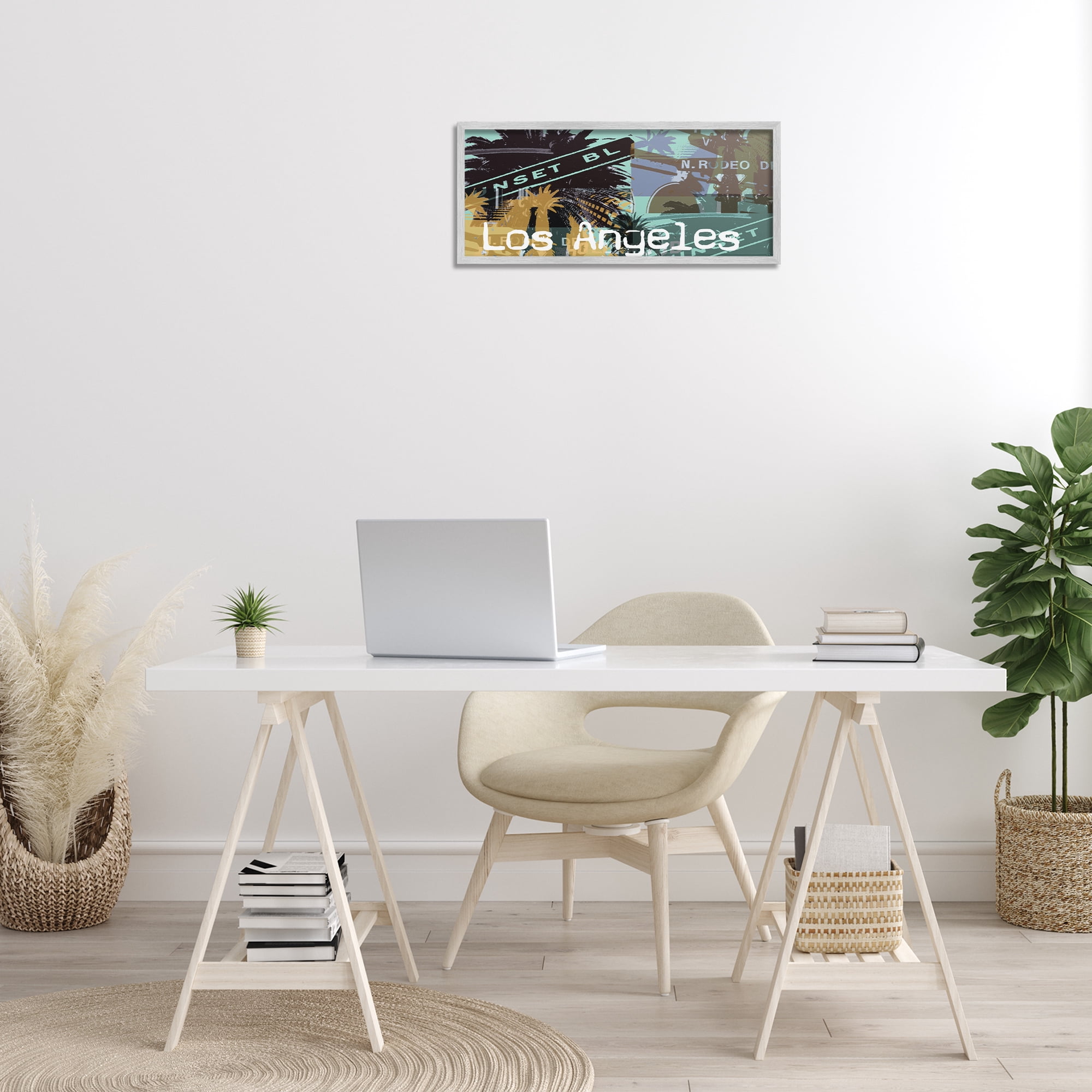 Stupell Industries Los Angeles Travel Collage Town & City Painting Gray Framed Art Print Wall Art, 24 x 10