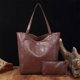 thumbnail image 4 of Bolso de mano de cuero suave para mujer, de un solo hombro, de cuero encerado vintage, de gran capacidad, moderno, nuevo, con bolsillo, 4 of 5