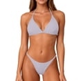 thumbnail image 4 of Dresfit Halter Two Piece Bikini Set for Women - Solid Color with Chest Pads & No Underwire White S, 4 of 4