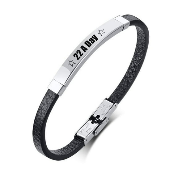 22 A Day Bracelet for Men,Military Veterans Leather Bracelets Memorial Gift Army Navy Airforce Firefighter Jewelry for Independence Day,Support,PTSD Awareness