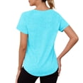 thumbnail image 5 of Moxiu Workout Women Tops Short Sleeve V-Neck Exercise T-Shirt Summer Quick Dry Curvy Hem Yoga Gym Sport Athletic Top Light Blue,XXL, 5 of 8