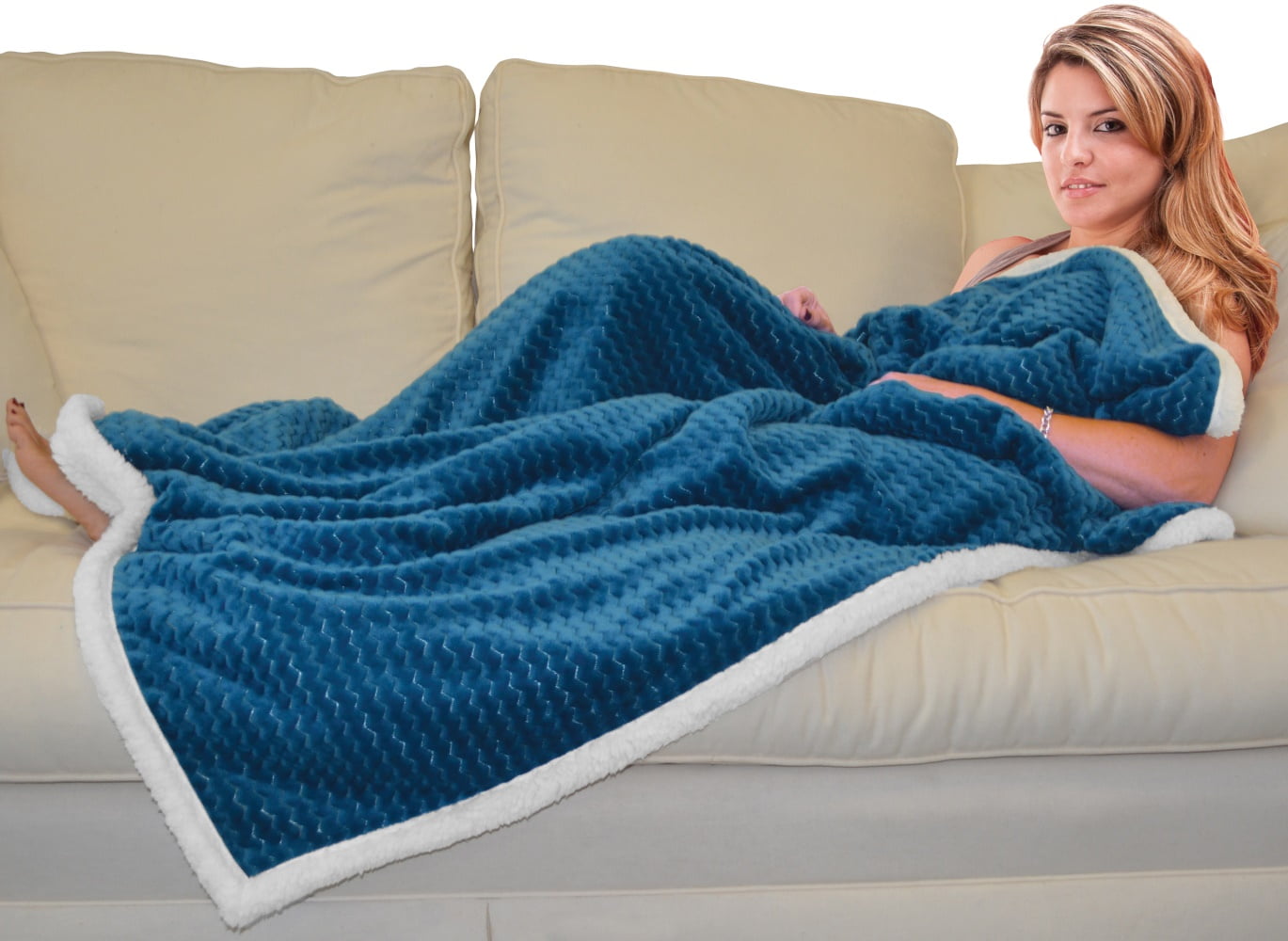 Napa Premium Chevron Micro Plush Fleece Sherpa Bed Throw TV Blanket 50