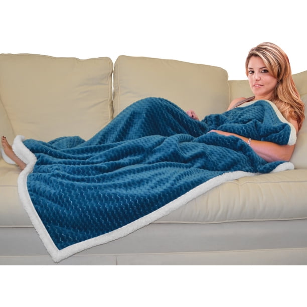Napa Premium Chevron Micro Plush Fleece Sherpa Bed Throw TV Blanket 50