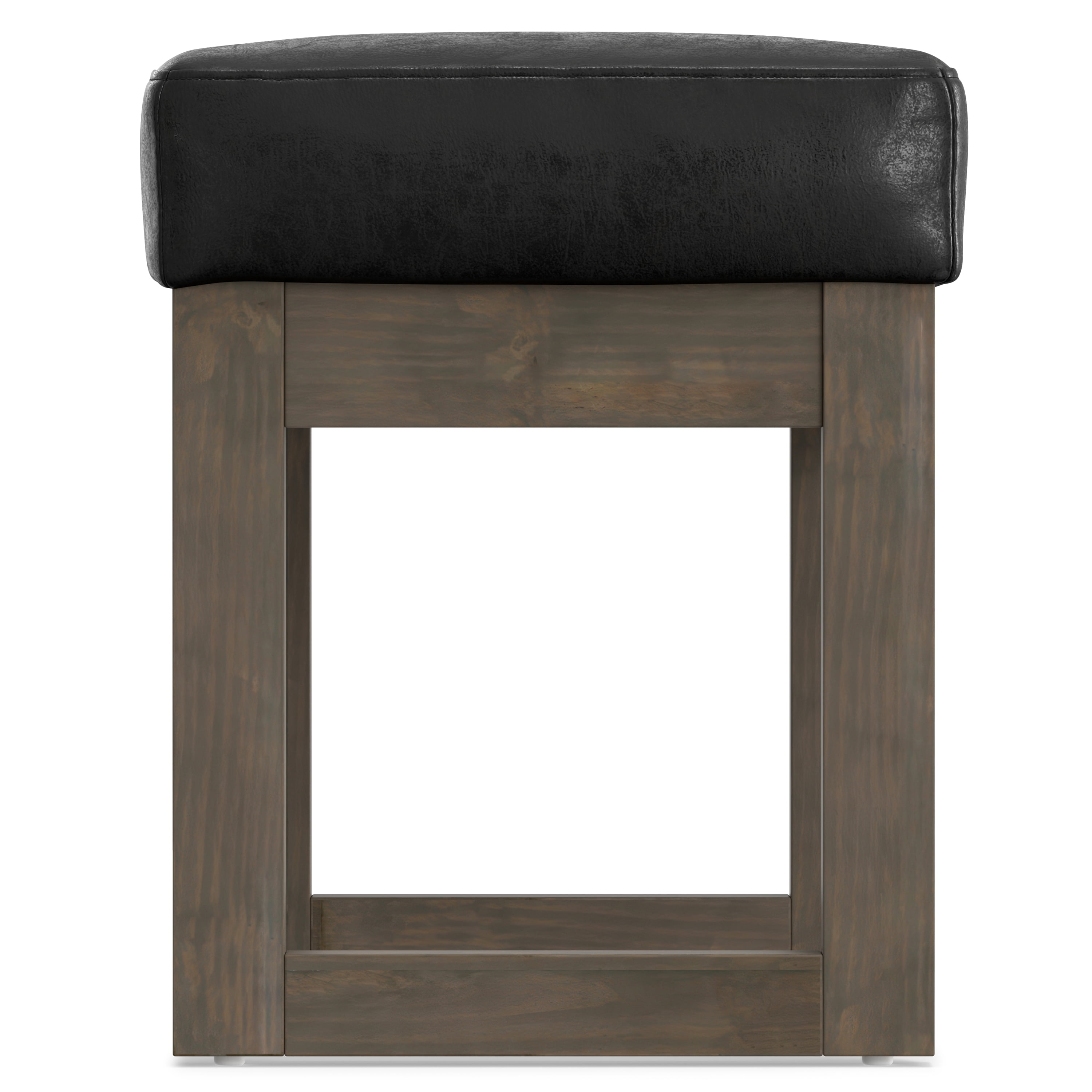 Milltown 27 inch Wide Solid Wood Contemporary Footstool Small Ottoman Bench in Distressed Black