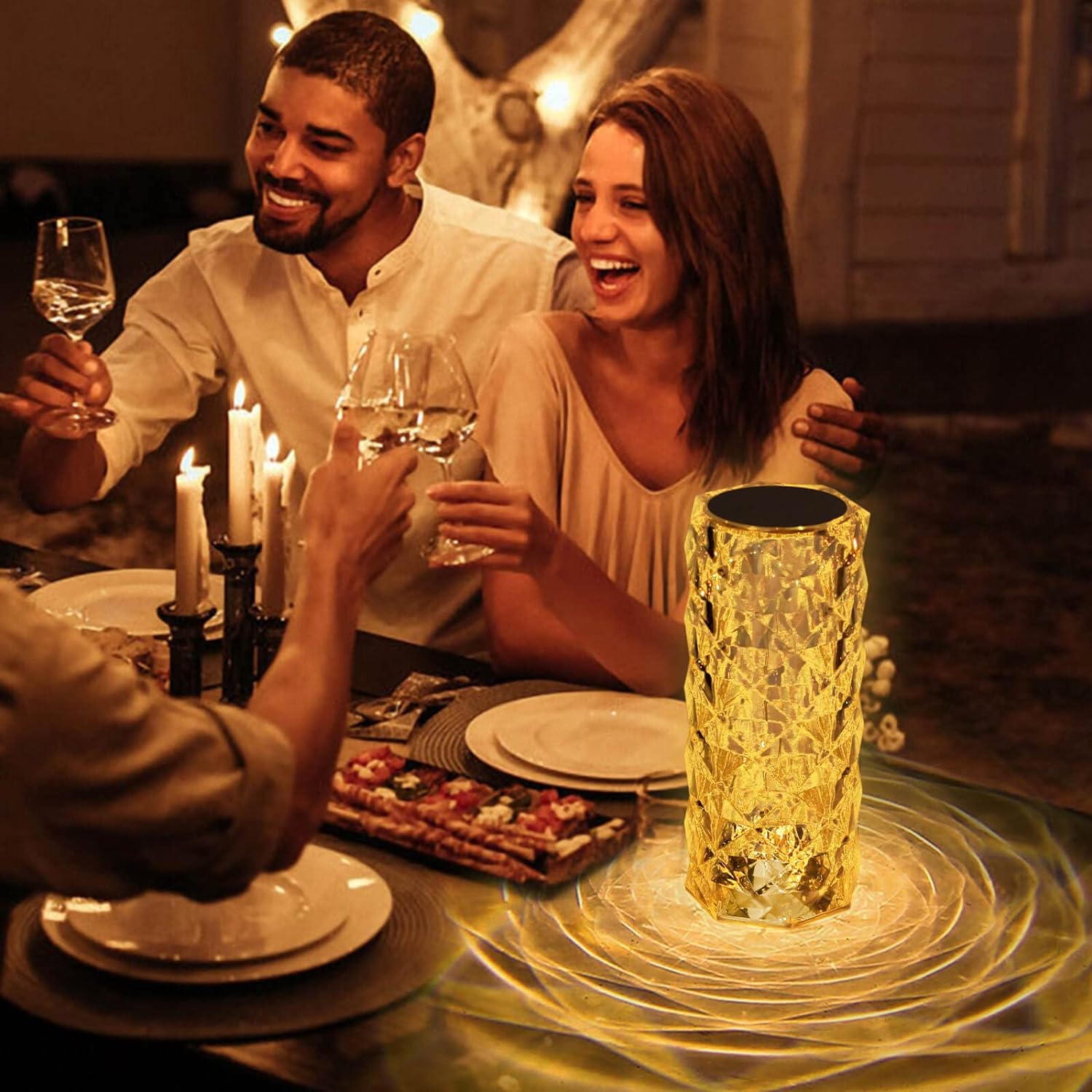 EvoFine Crystal Table Lamp RGB 16 Color Changing Night Light, Romantic USB Rechargeable Rose Table Lamps for Living Room Housewarming Gift (Remote & Touch)