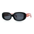 thumbnail image 5 of Womens Metal Chain Jewel Arm Oval Rectangle Mod Plastic Sunglasses Black Red - Black, 5 of 7