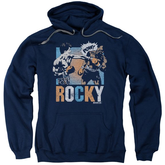 Rocky Rocky Pow Adult Pullover Hoodie Sweatshirt Navy