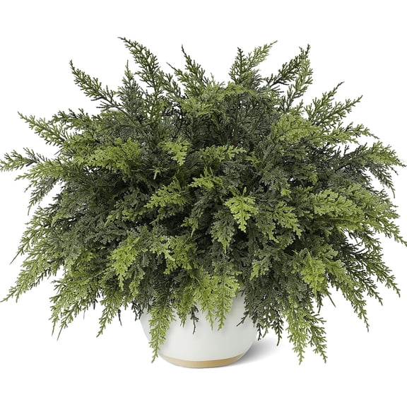 Guvpev 18" Real Touch Cedar Branches -12 Pcs, Artificial Christmas Cedar Branch Realistic Fake Pine Picks Faux Greenery Plants Stem for Vase DIY Crafts Garland Wreath Indoor Outdoor Home Decor