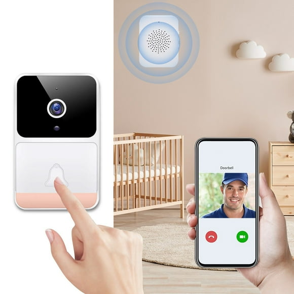 Byikun Smart Wireless Video Doorbell with HD Night Vision and Two-Way Intercom, WiFi Enabled for Home Security, Easy Installation Without Wiring, Includes Ding Dong Machine and Power Line