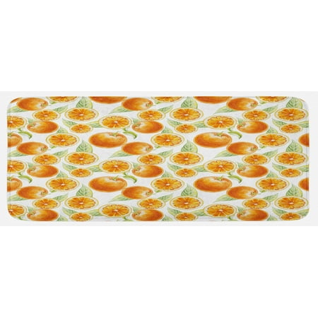 

Nature Kitchen Mat Orange Fruit Leaves Pattern Watercolors Citrus Eco Juicy Healthy Food Art Plush Decorative Kitchen Mat with Non Slip Backing 47 X 19 Orange Pale Green by Ambesonne