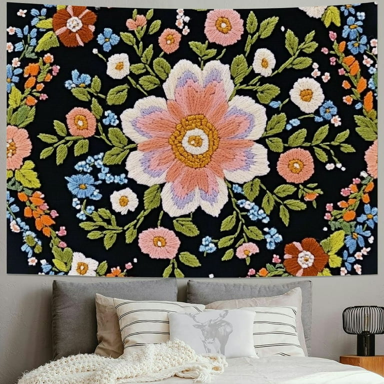 BCIIG Mandala Floral Boho Tapestry Ceiling Girly Coquette Bohemian Tapestry for Bedroom Aesthetic Wall Hanging Tapestries 50x40inch Walmart