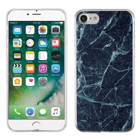Slim-Fit Case for Apple iPhone 8, OneToughShield ® Premium TPU Gel Phone Case - Marble/Blue
