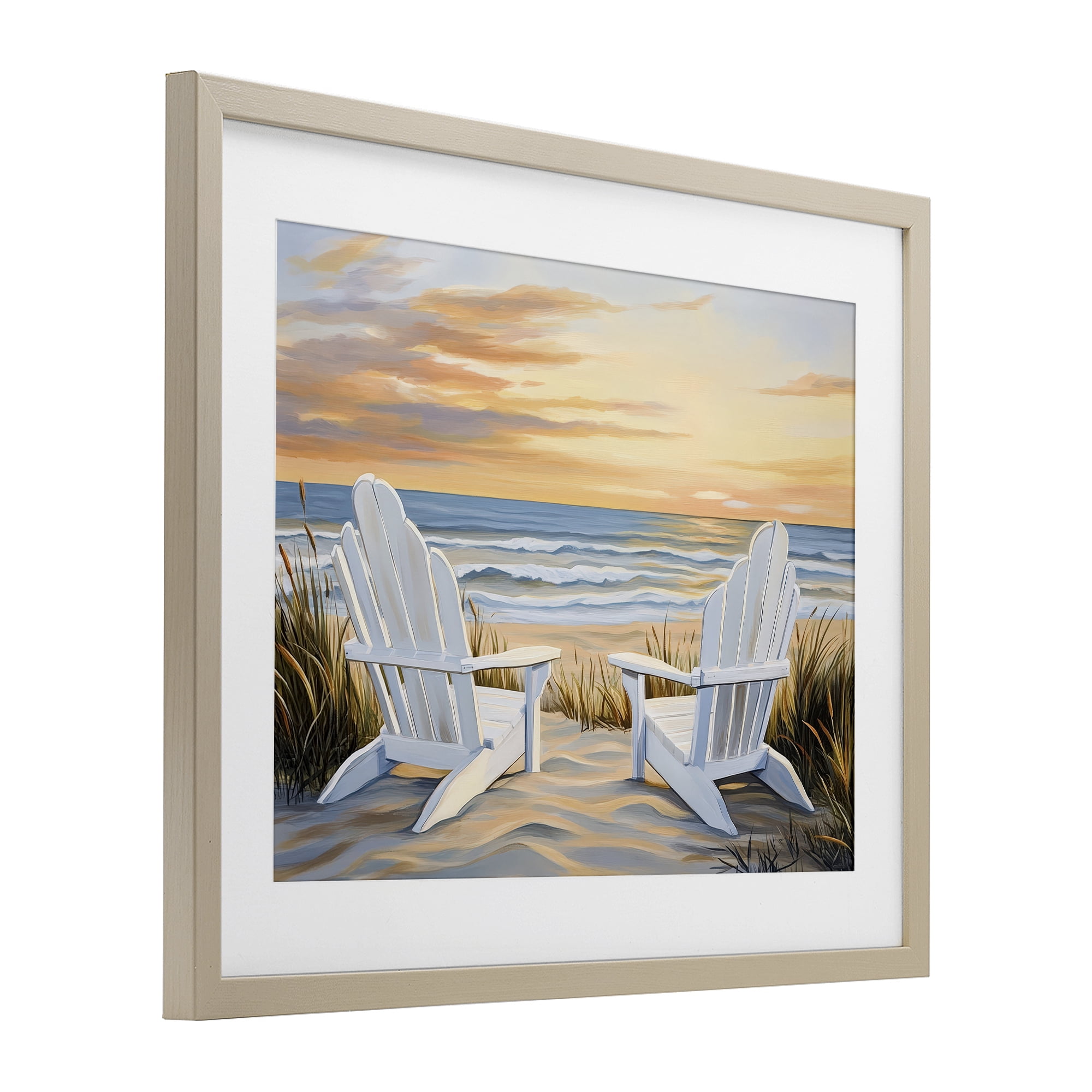Stupell Industries Wave Watching Spot at Sunset Birch Framed Print Under Glass, design by Petal Prints Design