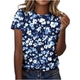 thumbnail image 3 of Liquidation Fatuov T-Shirts d'Été Grande Taille pour Femmes Col Rond T-Shirts Graphiques Manches Courtes Imprimé Floral T-Shirts Confortables Blouses Multicolore, 3 of 5