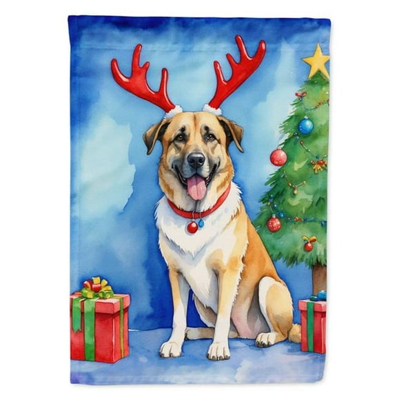 Anatolian Shepherd Dog Christmas Reindeer House Flag