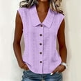 thumbnail image 5 of cocolona Summer Tank Tops for Women Lapel Sleeveless Hollow Out Button Shirts Trendy Casual Solid Color Blouses, 5 of 5