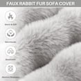 thumbnail image 4 of WOOW DEPOT Warm Faux Rabbit Fur Sofa Cover Machine Washable, Thick Throw Blanket L Shape Slipcover for 2 - 3 Cushion Couch, Light Gray 71"x118", 4 of 9