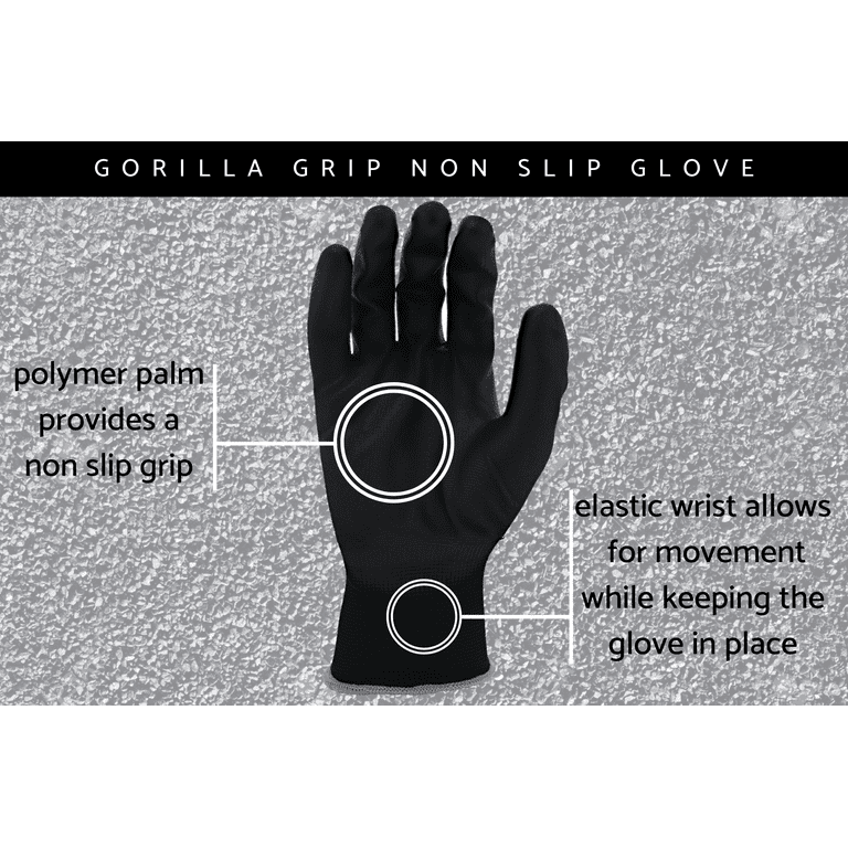 Gorilla Grip, Slip Resistant Work Gloves (Black)